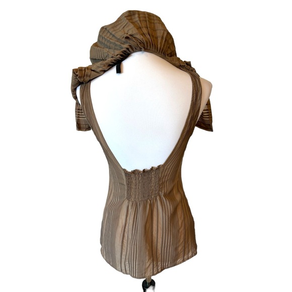 BCBGMAXAZRIA Beige Stripe Open Back Top XS - Picture 7 of 9